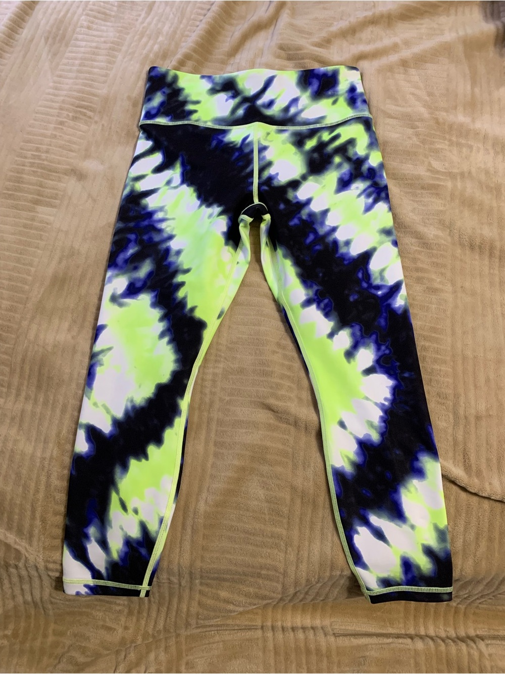 Tie-Dye Neon Green & Navy Leggings